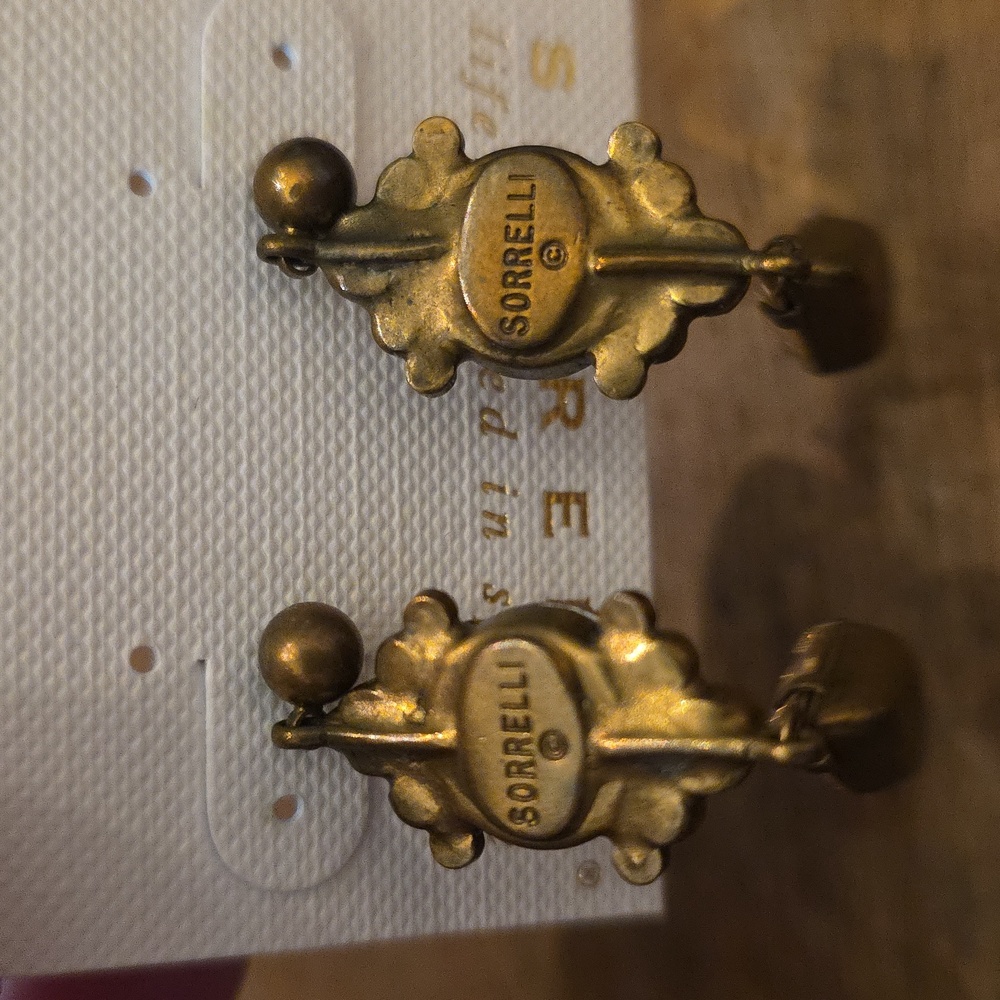 Sorrelli Blue and Gold Earrings - Picture 4 of 4